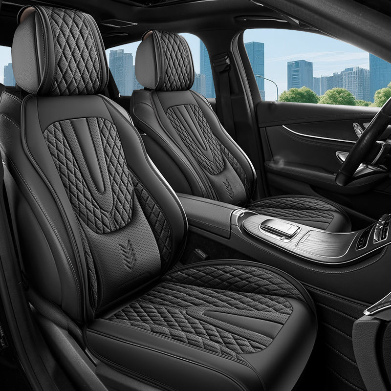 All-Season Faux Leather Car Seat Cover Breathable Dirt-Resistant for 5-Seater
