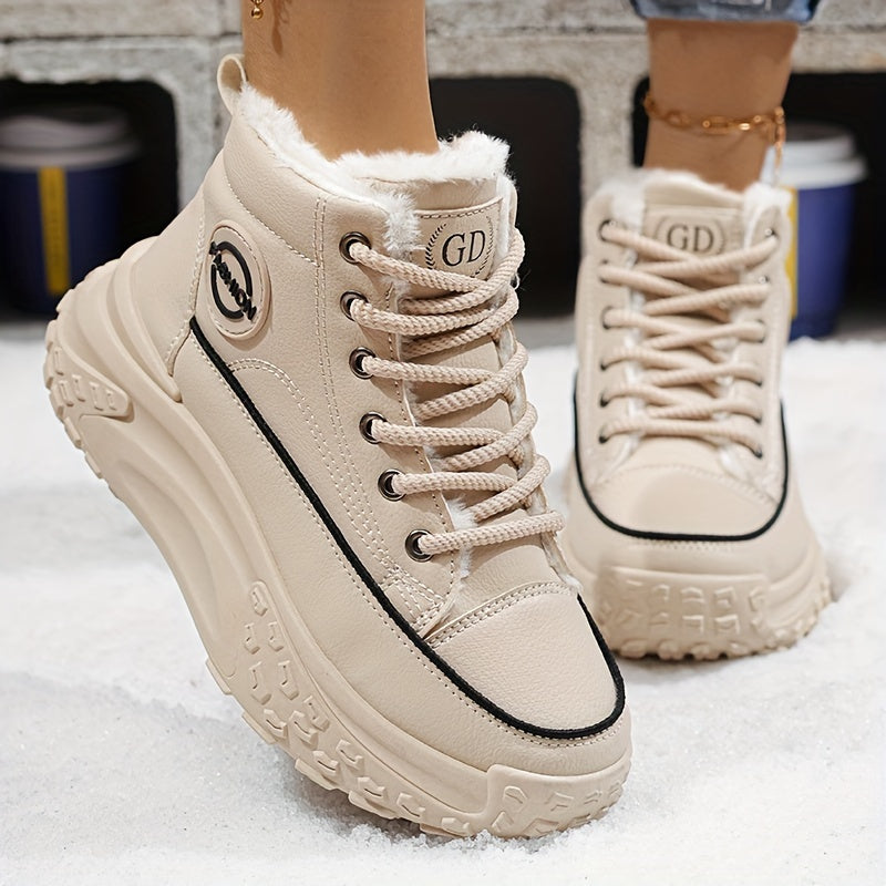 Women's Fleece-Lined Thick-Soled Ankle Boots and Running Shoes Warm Winter