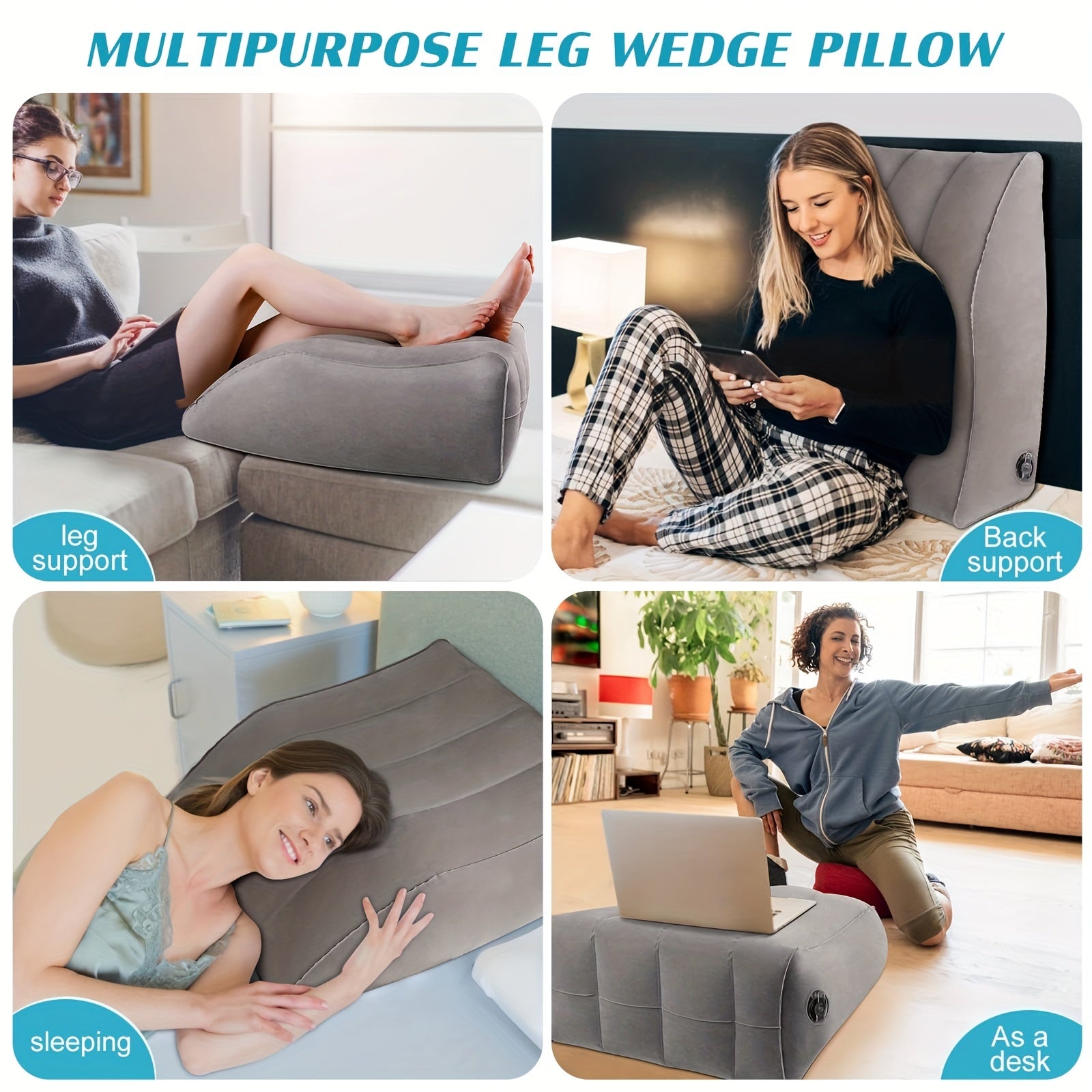 Inflatable Wedge Pillow for Legs and Knees Soft Support Cushion for Relaxation