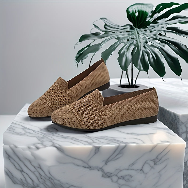 Women's Breathable Knit Slip-On Loafers Casual Flat Shoes | Versatile Comfort