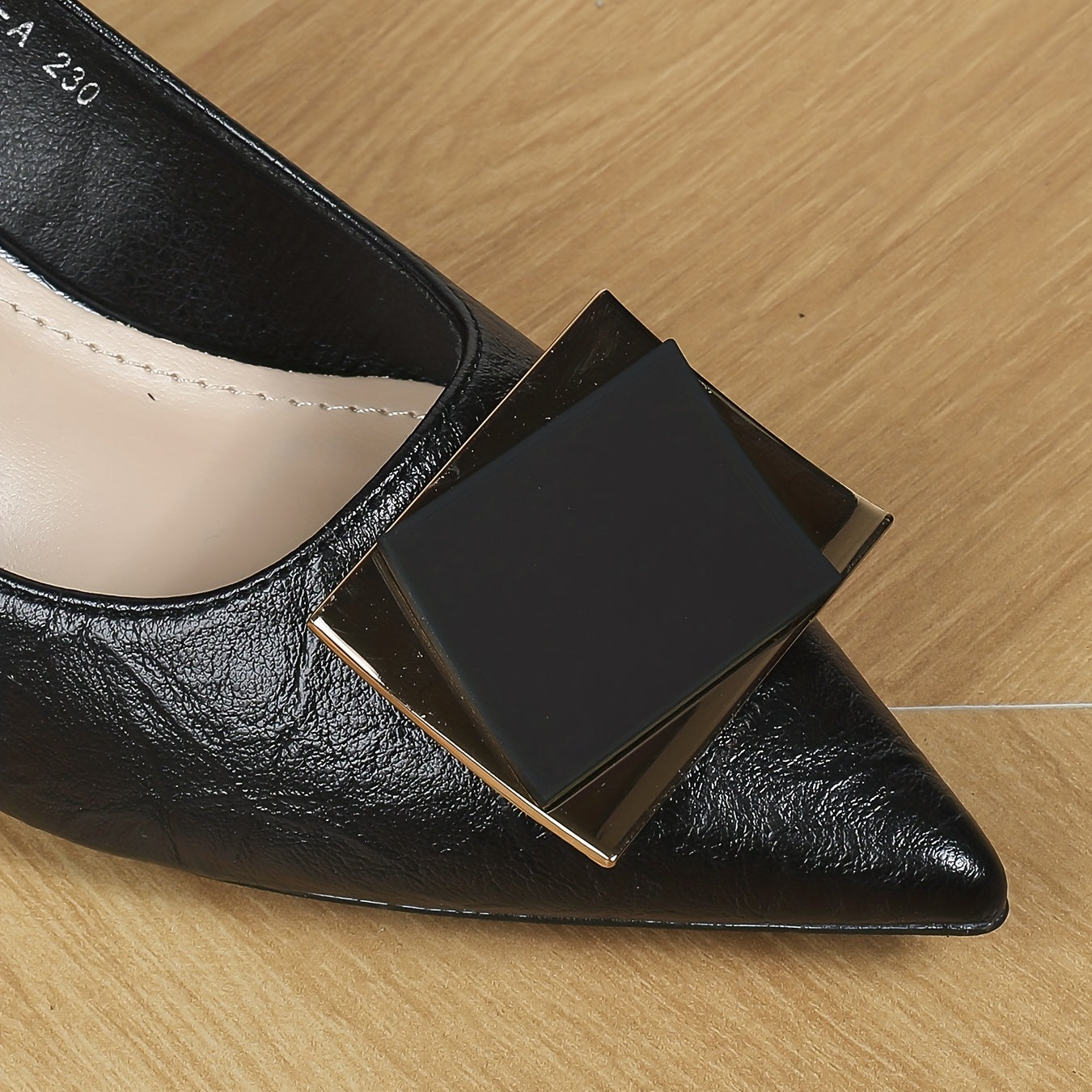 Women's Black and Apricot Faux Leather Pointed Toe High Heels with Tassel Accent