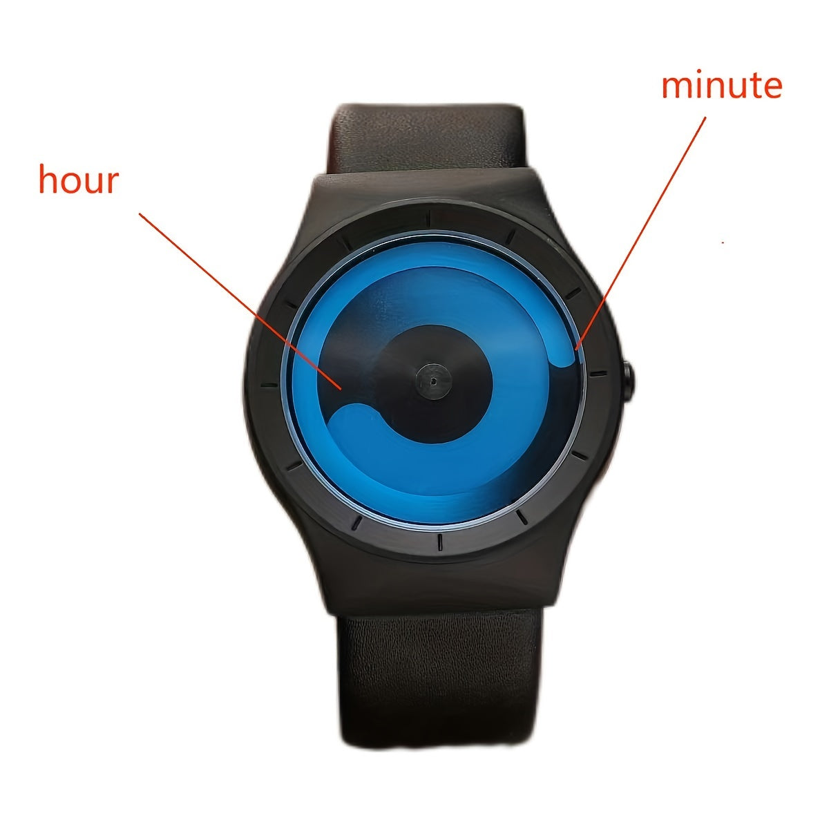 Minimalist Unisex Leather Strap Round Quartz Wristwatch with Tai Chi Dial