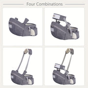 Ergonomik Kulrang Polyester Bolalar Ko'taruvchi - Moslashuvchan Yelka Kamar, Bel Kamar va Saqlash Cho'ntaklari - Xavfsizlik Sertifikatlangan Tizza O'rnash - Yangi Tug'ilganlar va Bolalar uchun Mos (9Kg-18Kg) - Oldinga Qaratilgan Dizayn