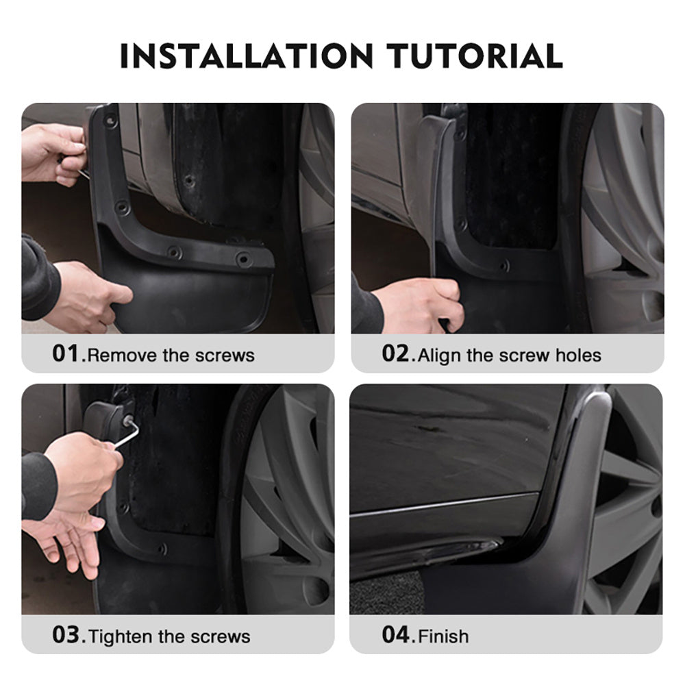 Car Fender Mudguards Splash Flaps Set for SUV, Black, 4 Pieces