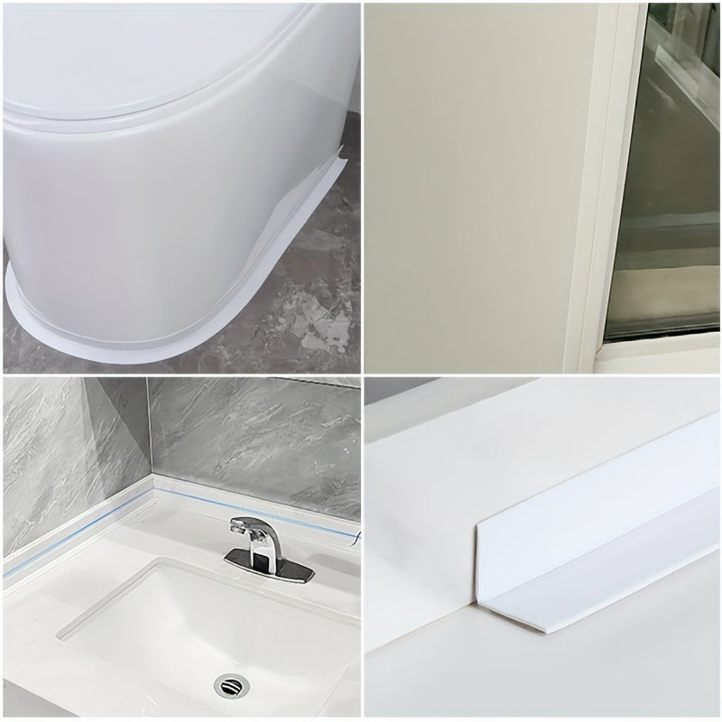 O'z-o'zidan yopishadigan oq PVC suv o'tkazmaydigan muhrlash lentasi dushlar, lavabo, oshxonalar va hammomlar uchun. Uy va tijorat foydalanish uchun mos. O'rnatish oson.