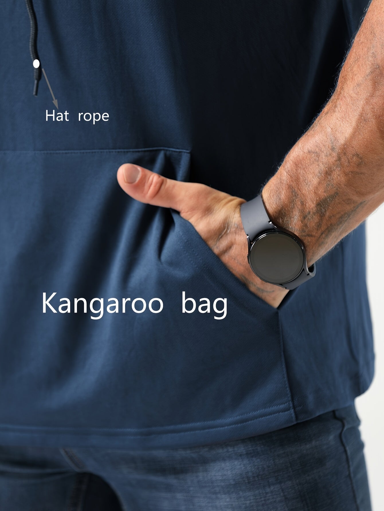 Erkaklar uchun tasodifiy kapüşonli futbolka, yugurish va mashg'ulotlar uchun ideal, nafas oladigan polyesterdan tayyorlangan, tortish ipi va aks ettiruvchi tafsilotlar bilan.