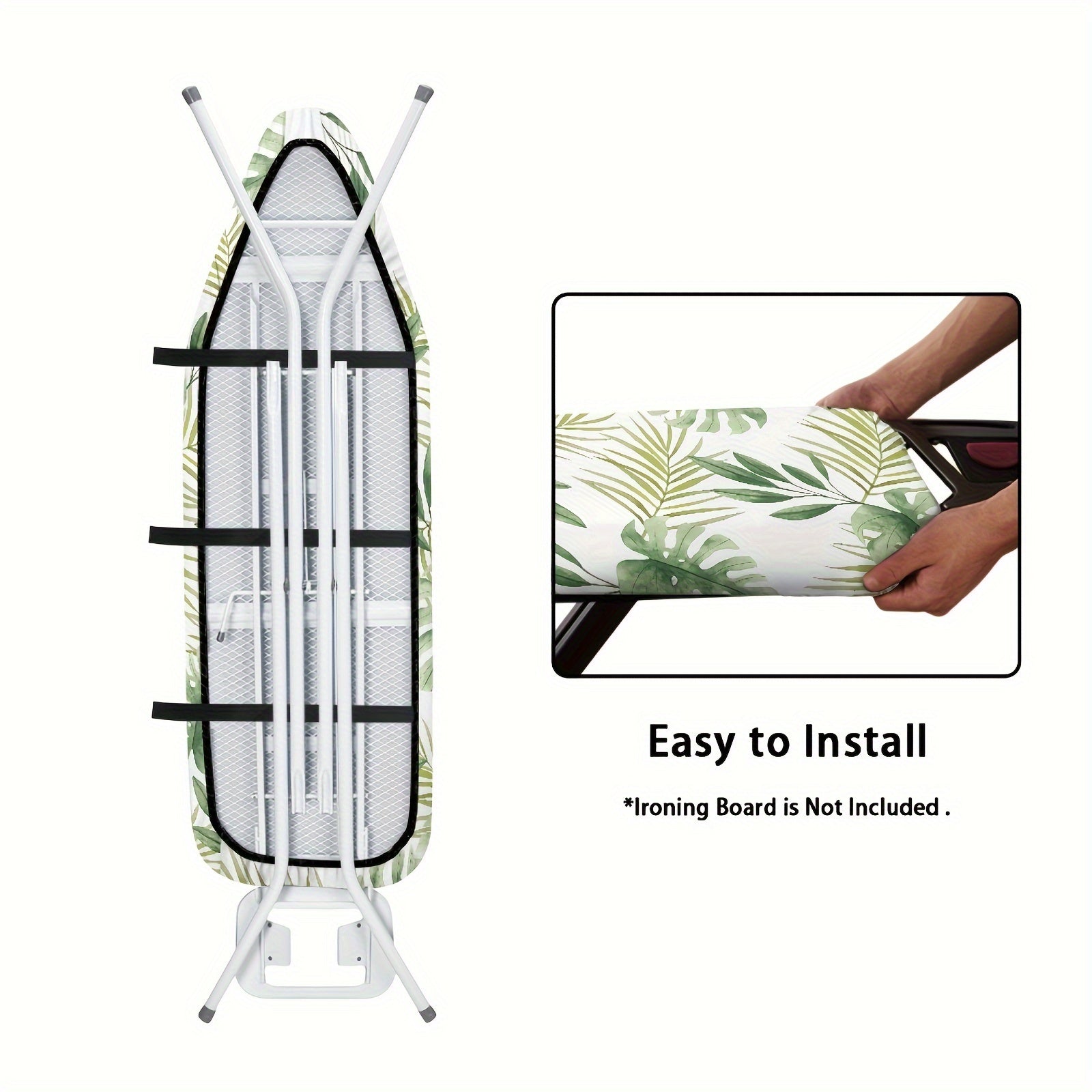 Spring Summer Ironing Board Cover Set with Palm Tree and Monstera Leaves High-Temperature Resistant Replacement Cloth