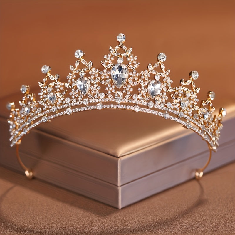 Wedding Bridal Crown Headpiece with Rhinestones and Crystals for Women and Girls