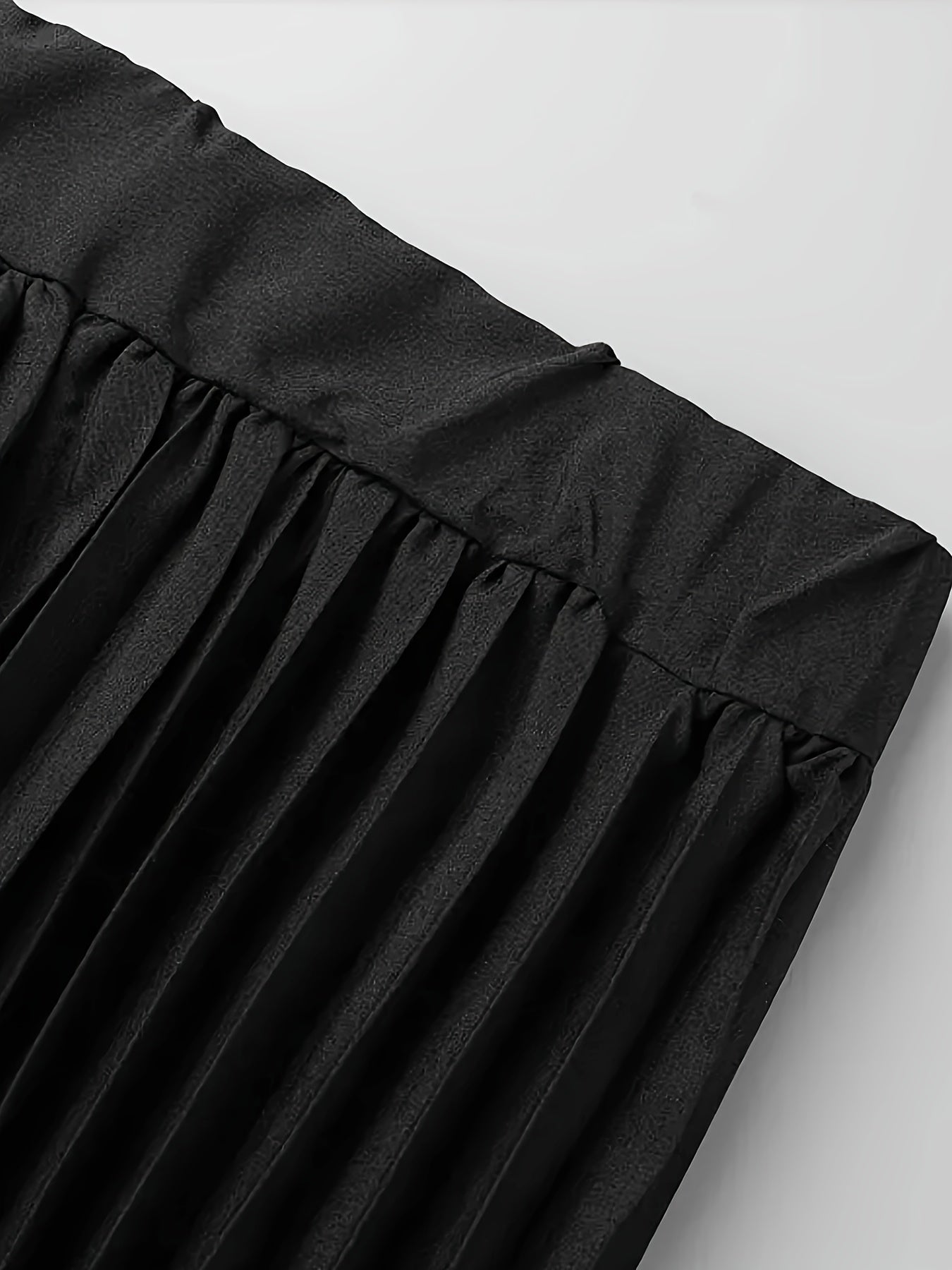 Plus Size Pleated Skirt for Women High Waist Solid Color Polyester Spring Summer Fall