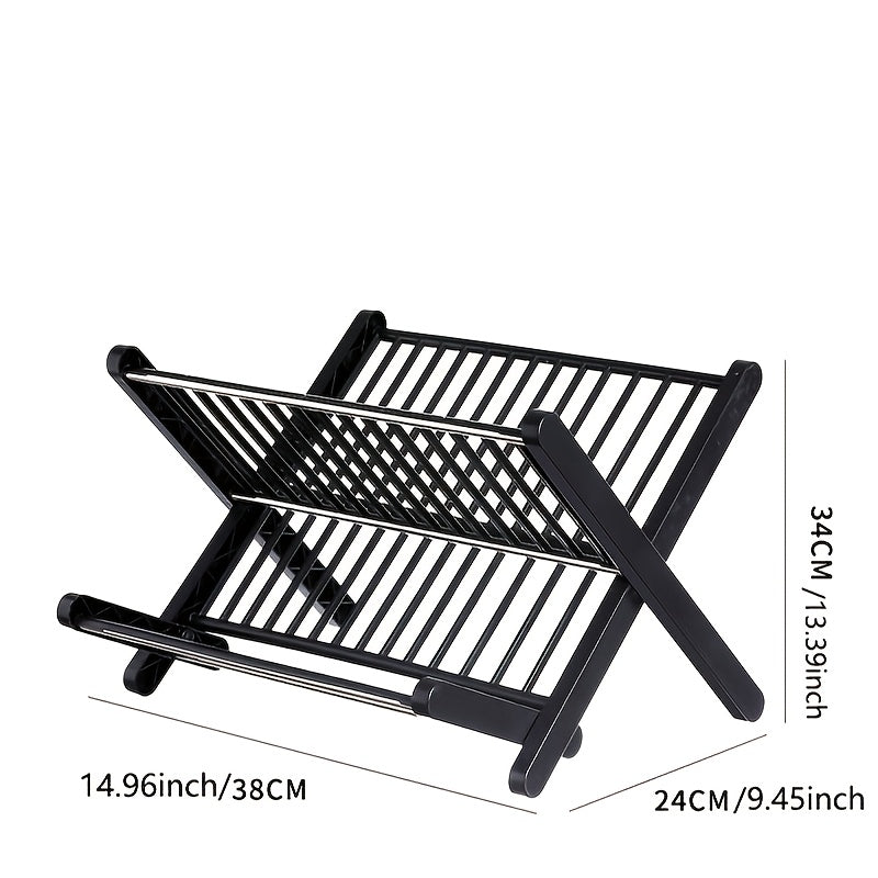 Qora va oq ko‘p qatlamli idishlar uchun qabul qilish racki, ochiq javonlar bilan, joyni tejovchi dizayn