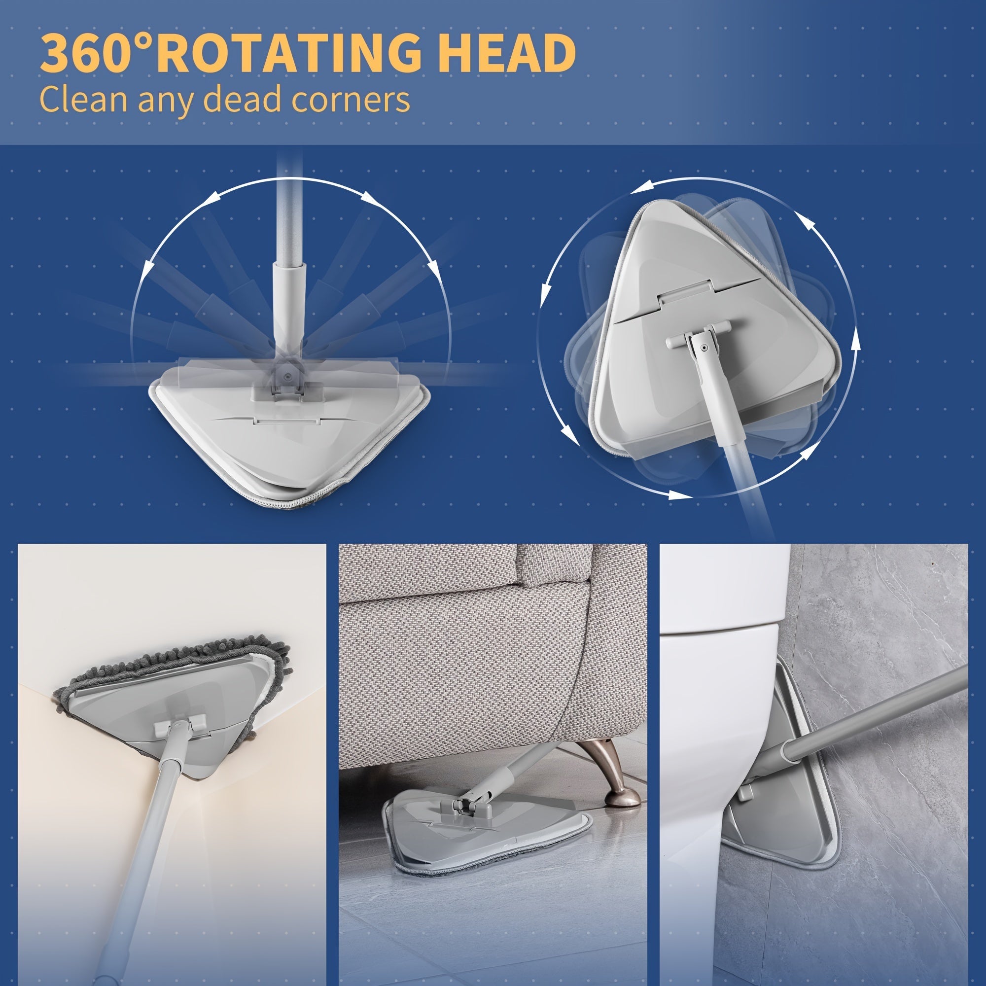 80-Inch Extendable Metal Mop with 6 Microfiber Pads for Wet and Dry Cleaning