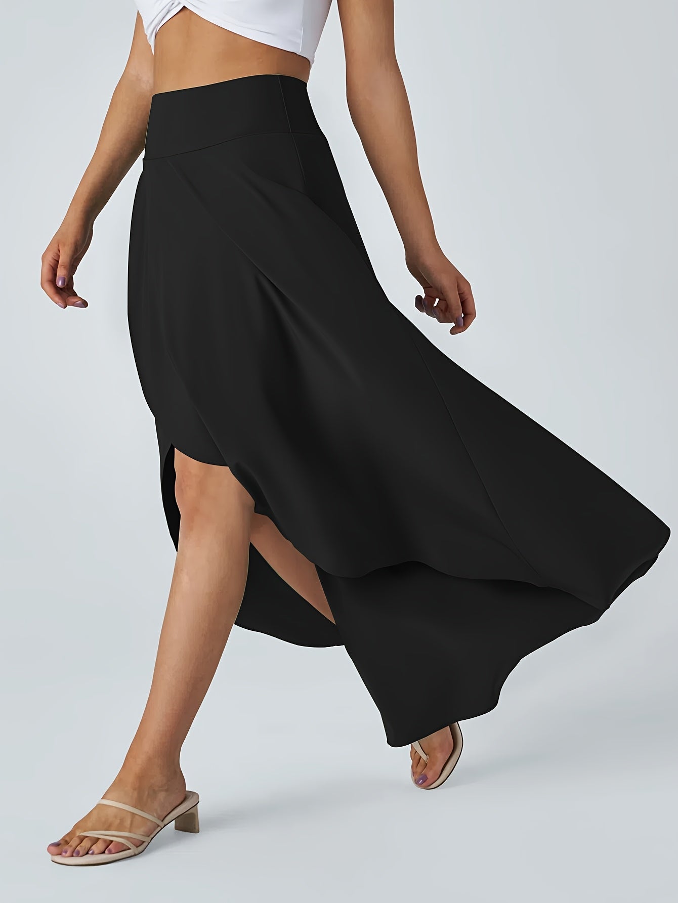 Women's High-Waisted Asymmetrical Skirt Lightweight Polyester Spring Summer Mini Skirt