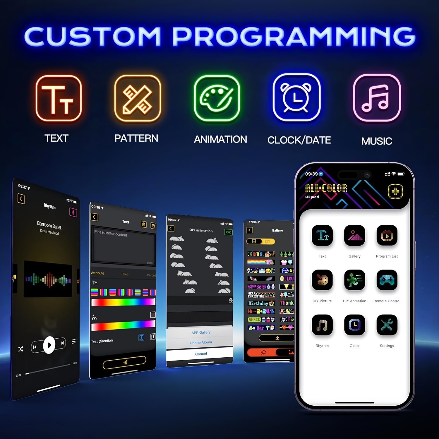 Wireless LED Matrix Sign with USB Power App Control Durable Programmable Sign