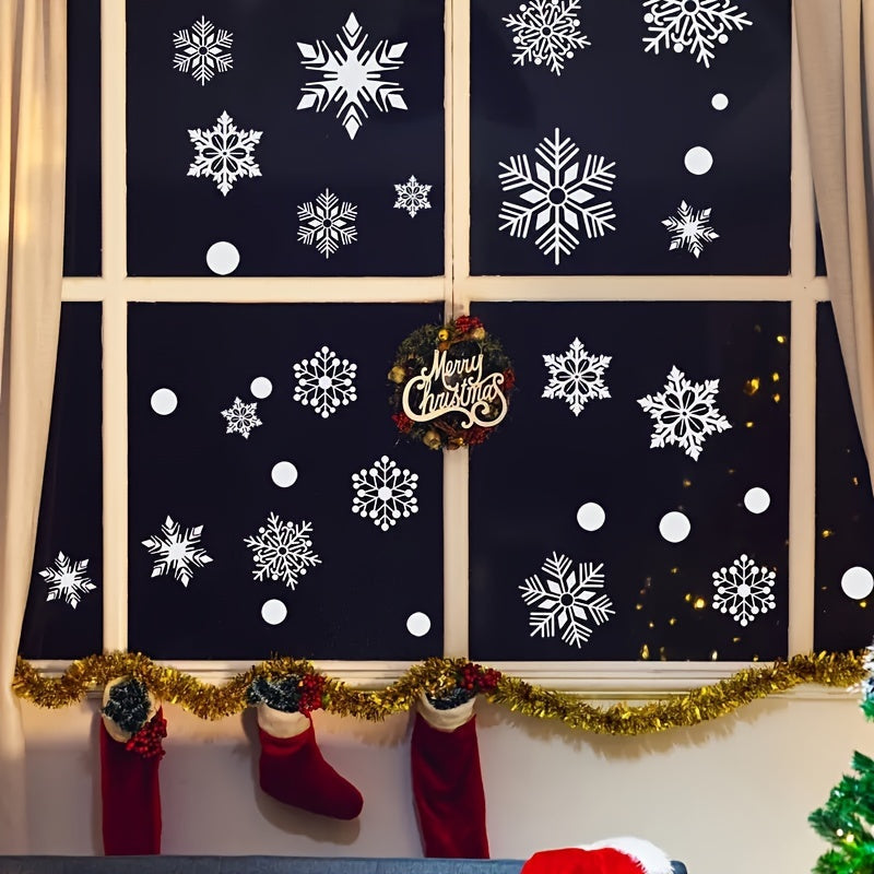 Double-Sided Christmas Decals for Windows Winter Holiday Decor Snowflake Clings