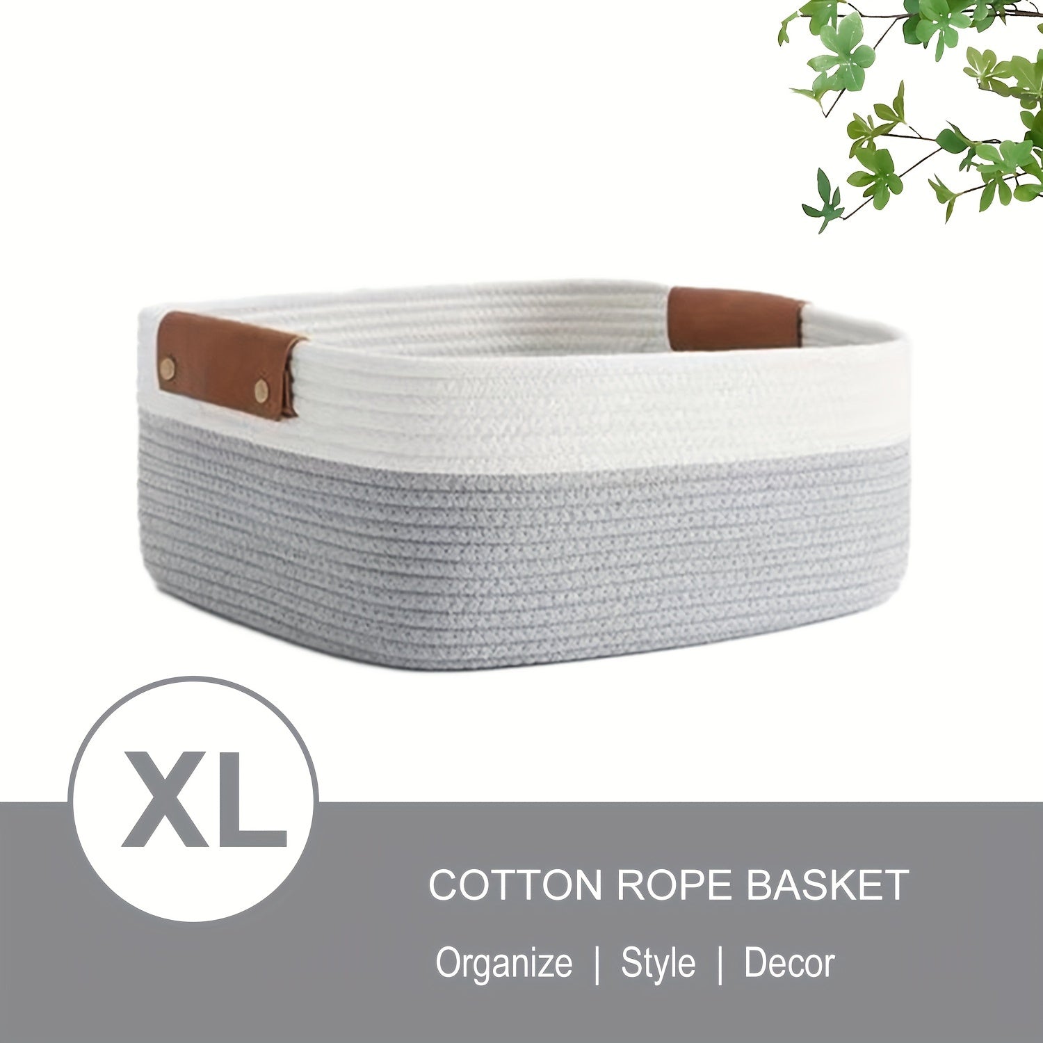 Qo'l bilan to'qilgan saqlash savati, hammomda, yotoqxona, yotoqxonada yoki ofisda turli xil narsalar, kosmetikalar, o'yinchoqlar va atıştırmalıklarni tartibga solish uchun. Bezakli va yig'iladigan dizayn.