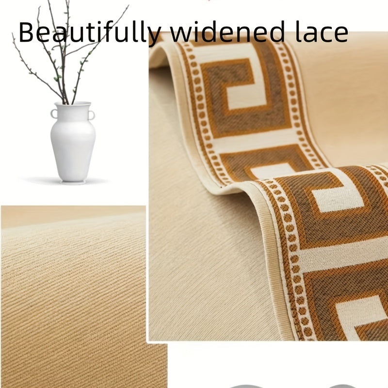 Chenille Sofa Cover with Geometric Jacquard Design Pet Friendly Machine Washable Non Slip Fits Armchairs to 4 Seater Sectional