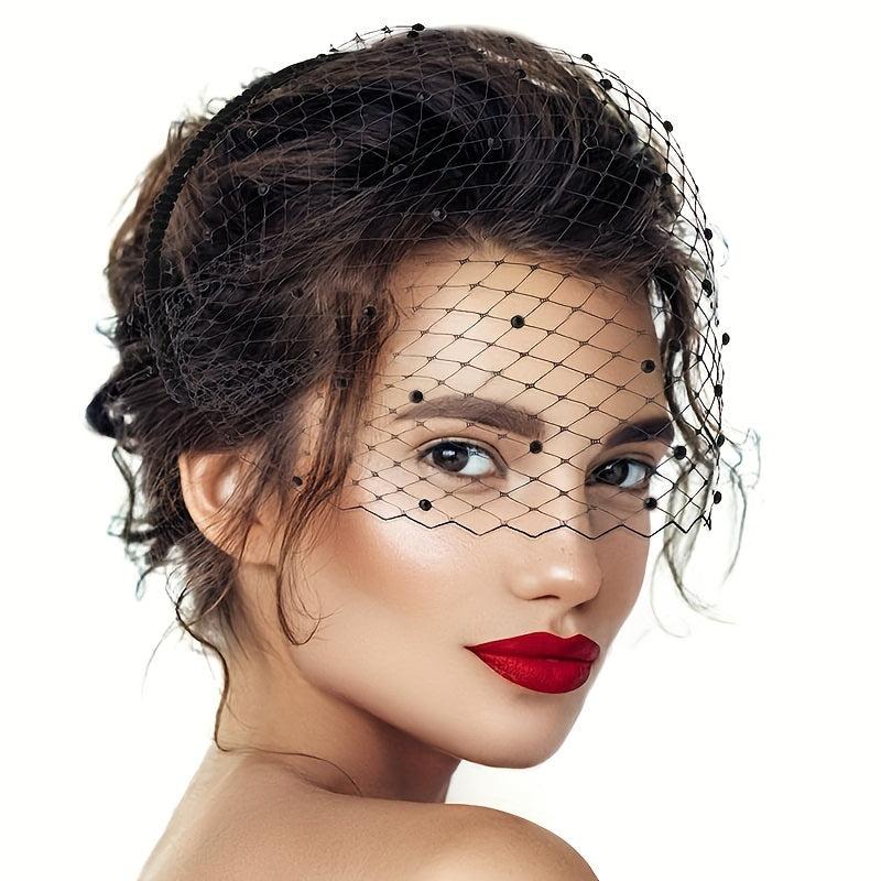 To'y va partiy uchun qora rhinestone niqobli bosh bandi, zamonaviy vintage spiral dizayni