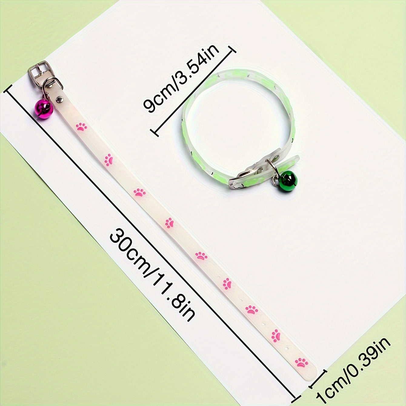 Adjustable Glow-in-the-Dark Pet Collar with Bell for Cats and Dogs in Random Colors