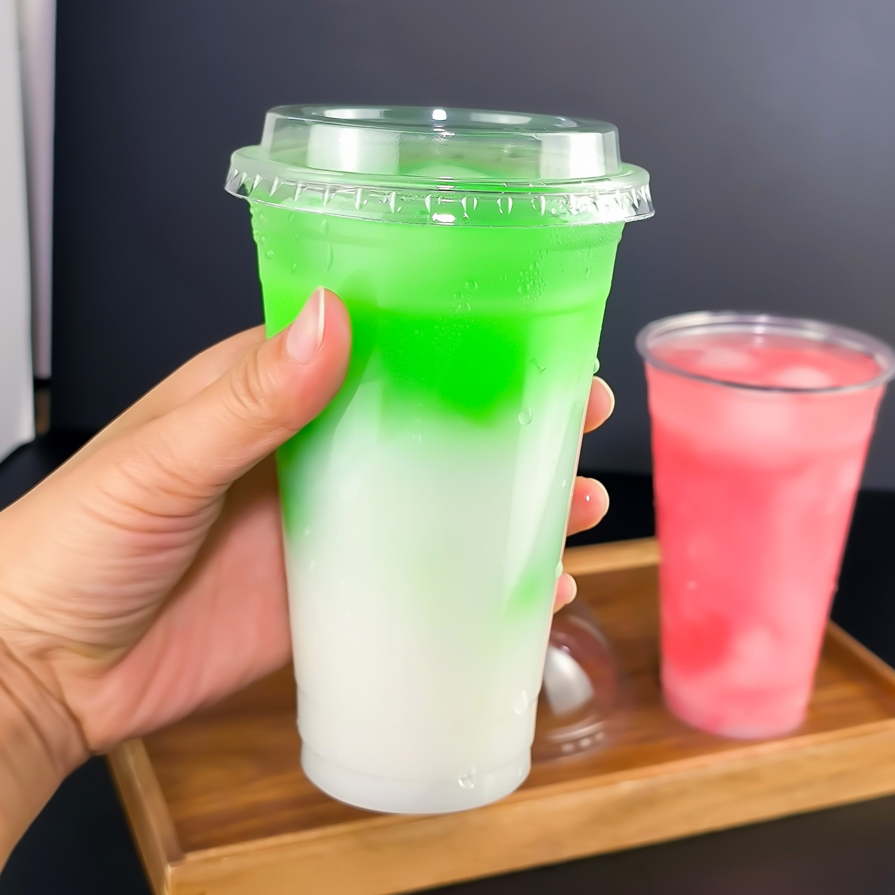 50-Pack Clear PET Disposable Cups with Lids 10oz 14oz 16oz BPA-Free Recyclable