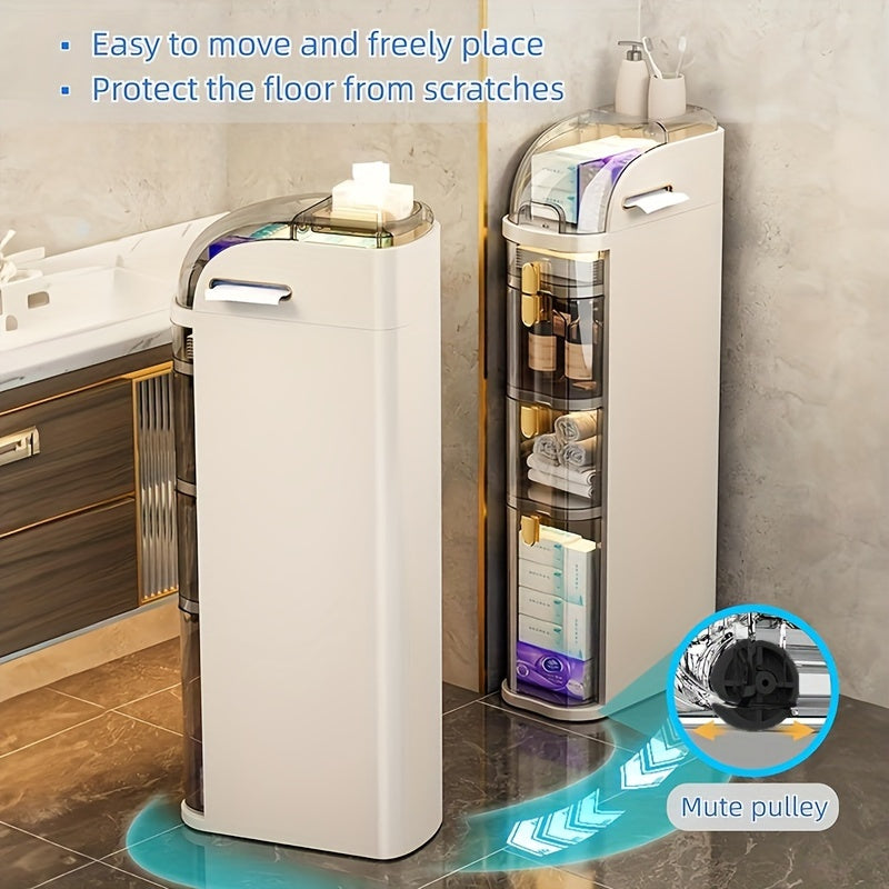 Plastic Storage Cabinet with Window Waterproof Flip Top for Bathroom Kitchen Living Room Office