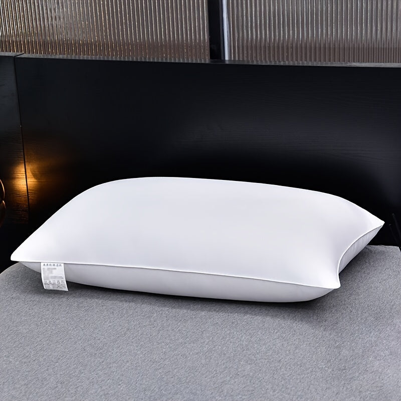 White Low Pillow for Dorm Room Single Bed 48x74cm All-Season Washable Polyester