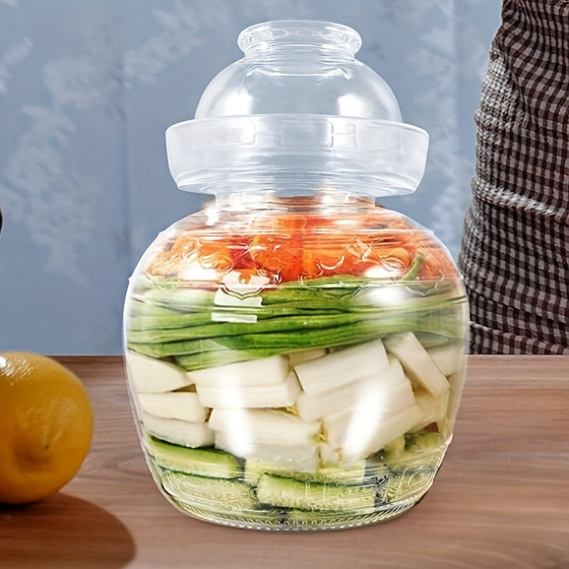 Glass Fermentation Jar with Wide Mouth and Sealable Lid for Sauerkraut and Kimchi