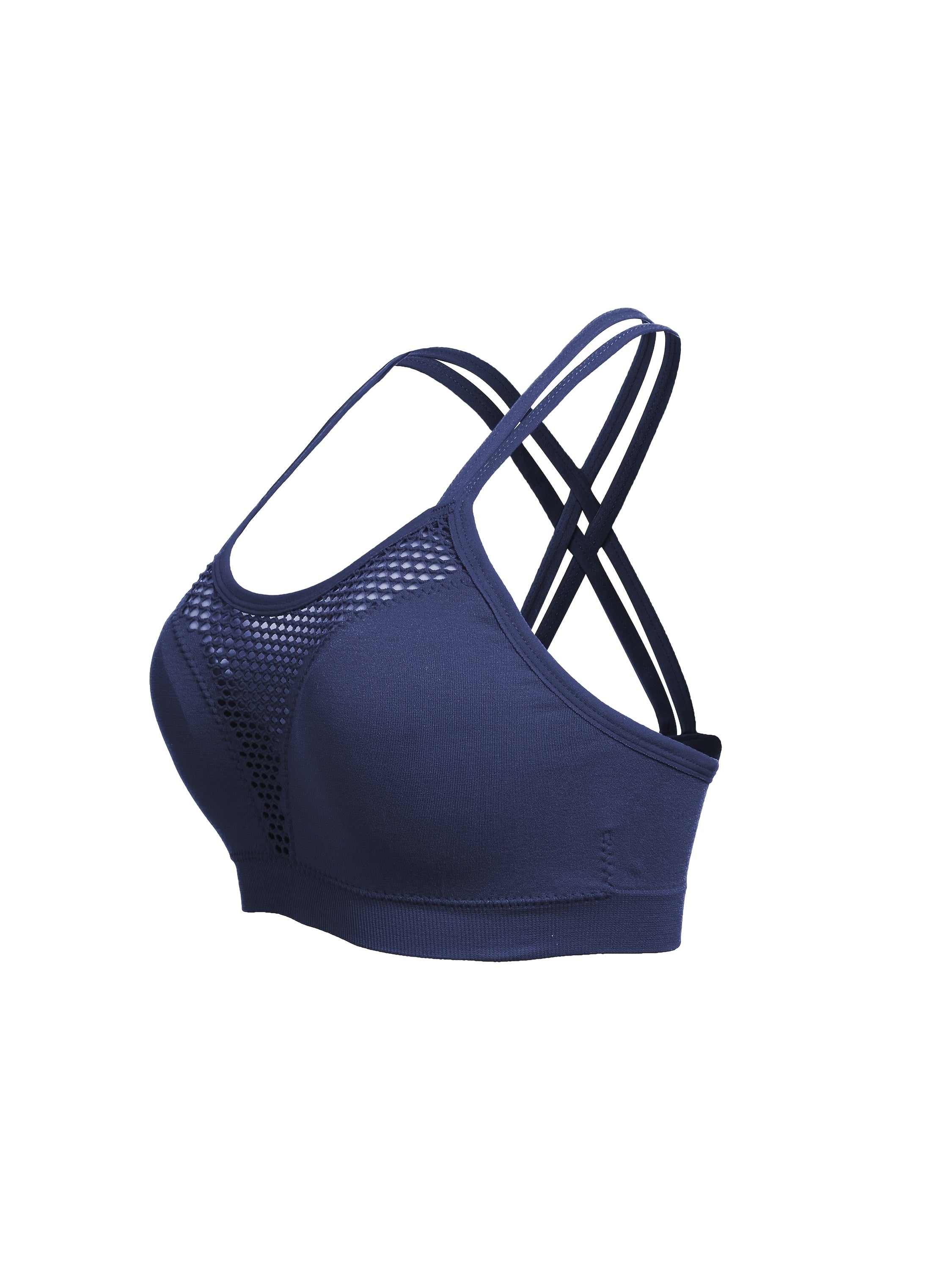 Plus Size Women's Sports Bra Adjustable Straps Mesh Front Removable Pads Workout Fitness