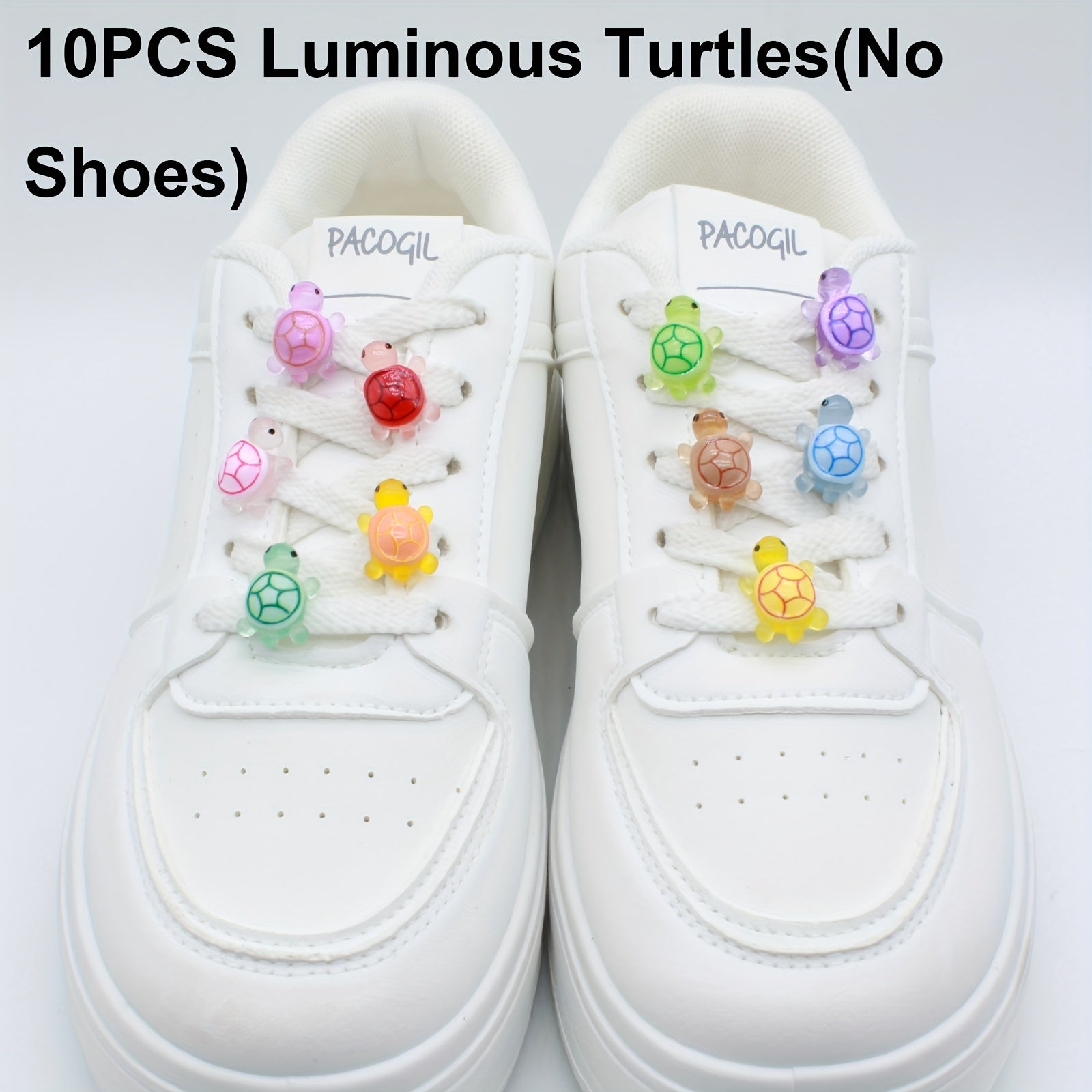 10 dona rangli kichik yoritilgan toshbaqa poyabzal lentalari uchun kalitlar bolalar poyabzal dekoratsiyalari