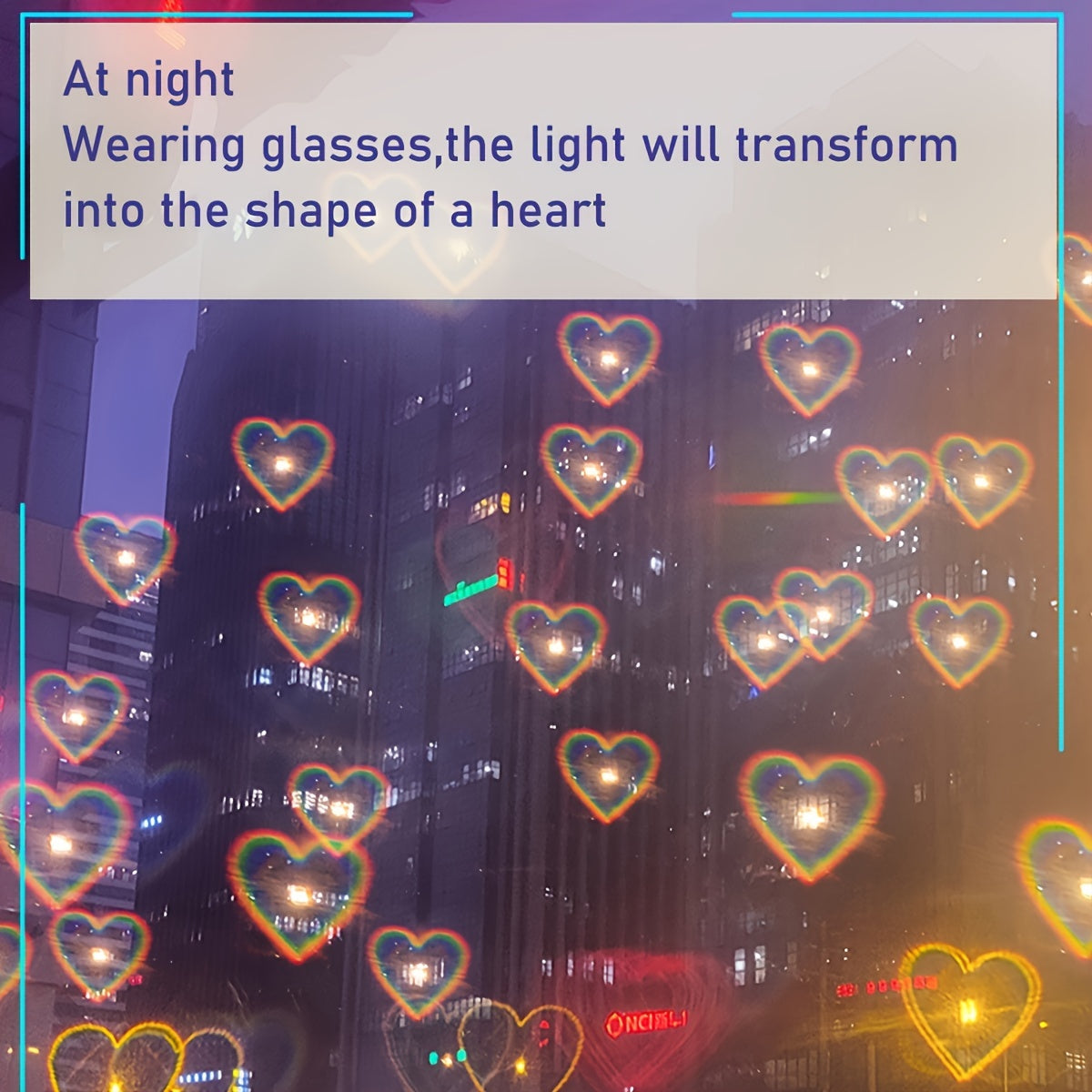 Ayollar uchun yurak shaklidagi diffraksiya ko‘zoynaklari, o‘rta rangli ramkalar bilan, partiyalar va festival uchun