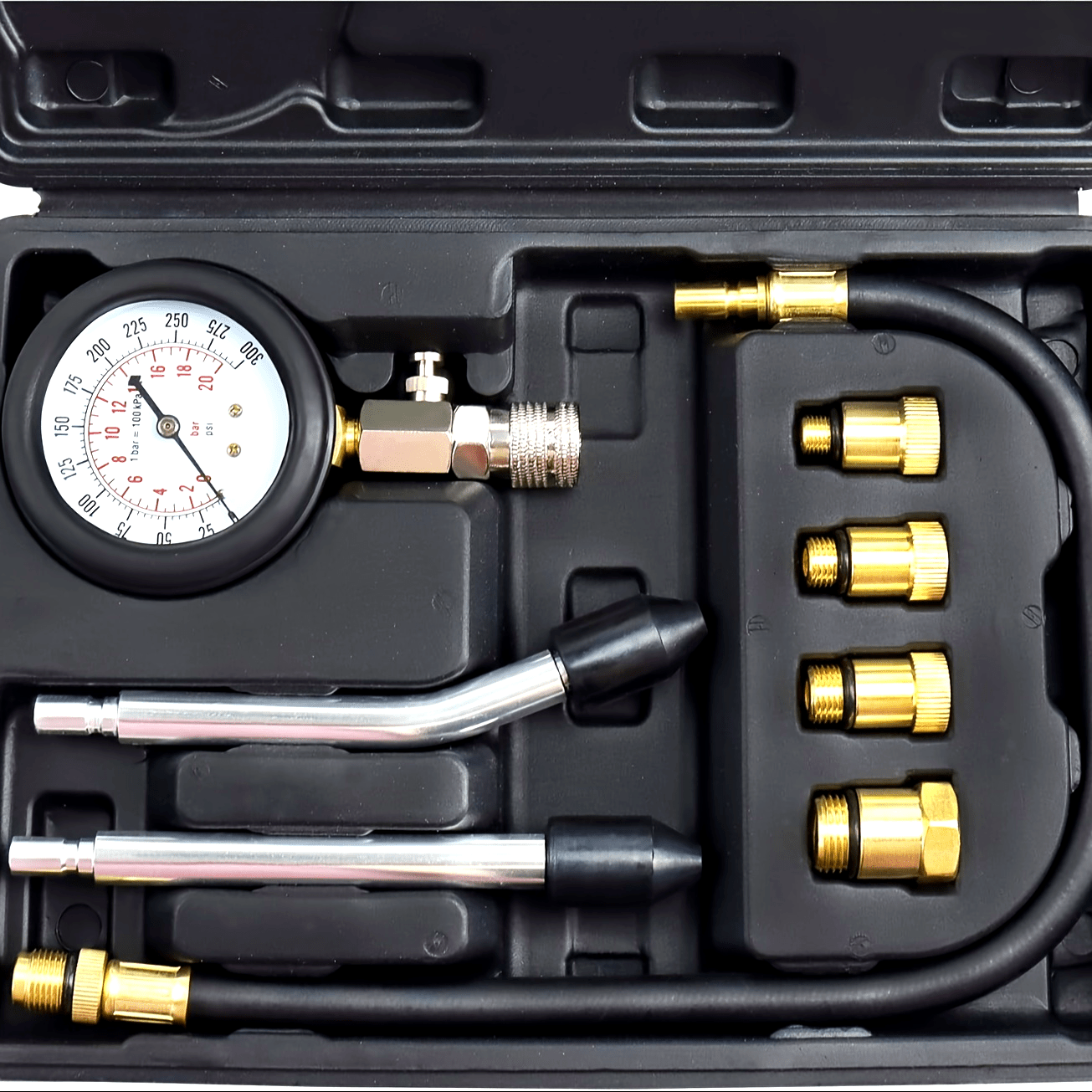 Kit de prueba de compresión de motor de 8 piezas, manómetro de presión para motores de gasolina