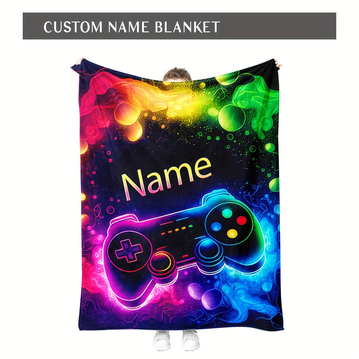 Customizable Gaming Controller Pattern Throw Blanket Flannel Soft Warm Lightweight