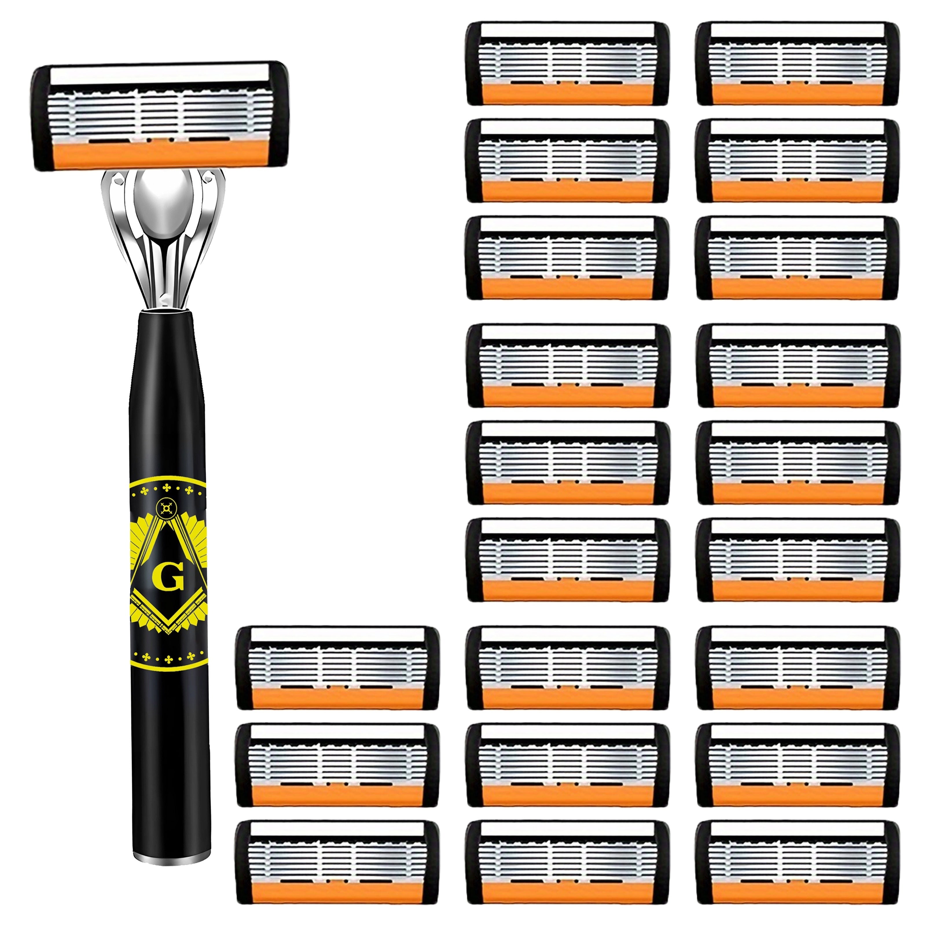 Men's Safety Razor Set with Ultra-Sharp Blades Ergonomic Handle Stainless Steel Head