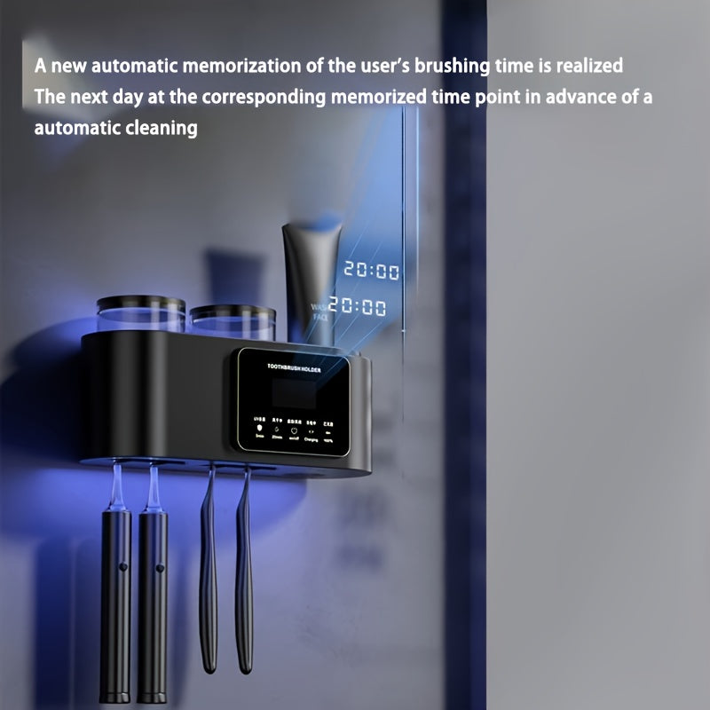 Wall-Mounted Toothbrush Holder with Quick-Drying Cup and Rechargeable Battery
