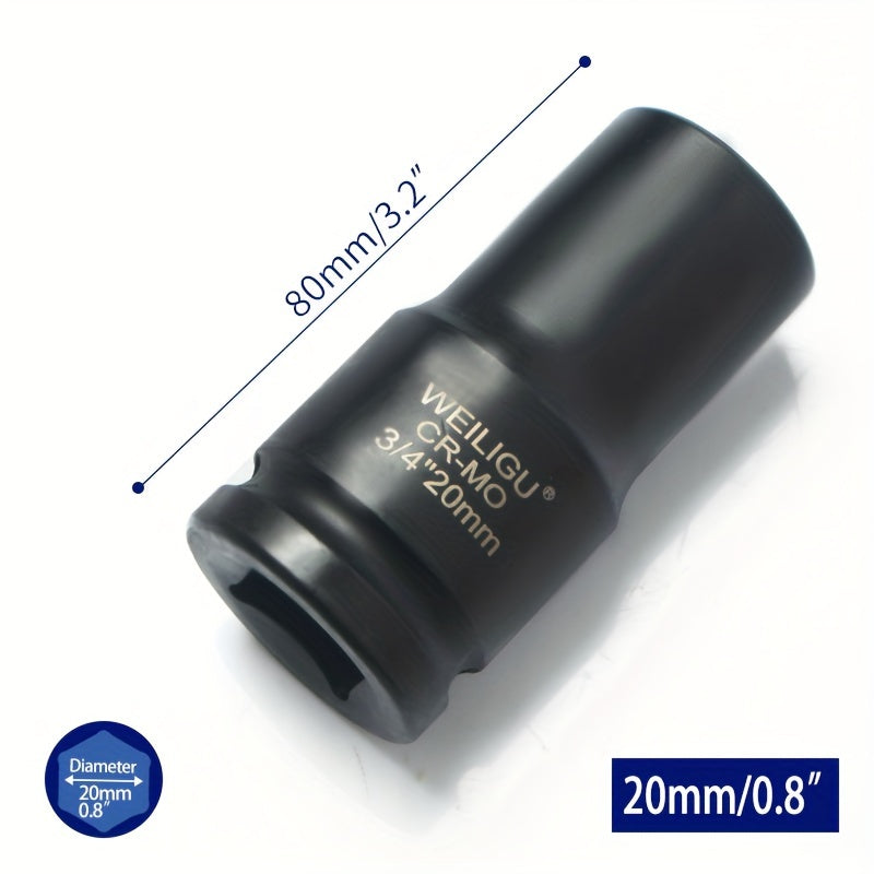 Тяжелая пневматическая головка-ключ 3/4 дюйма, средняя длина, хром-ванадий