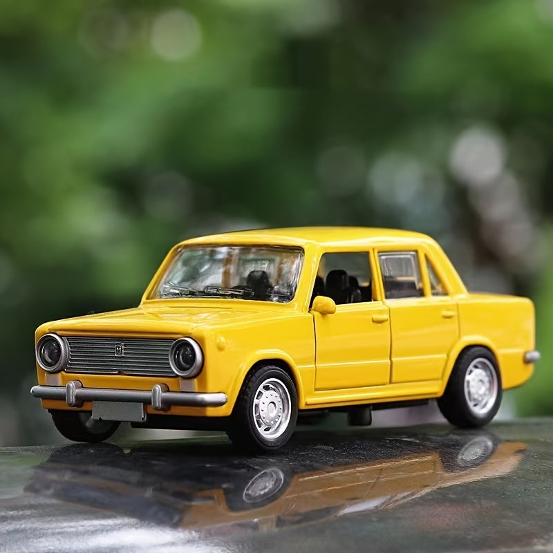 36 Scale Yellow Alloy Die-Cast Car Model with Double Opening Doors