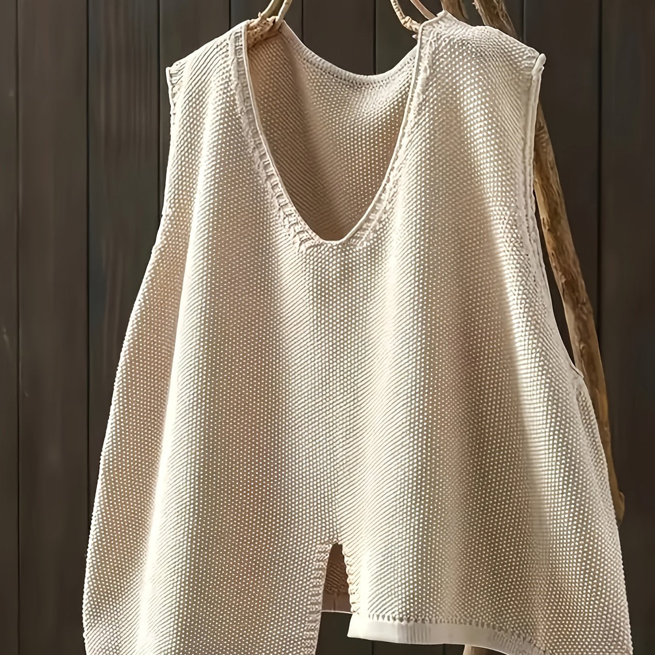 Plus Size Women Artistic Minimalist Irregular Hem V-Neck Vest