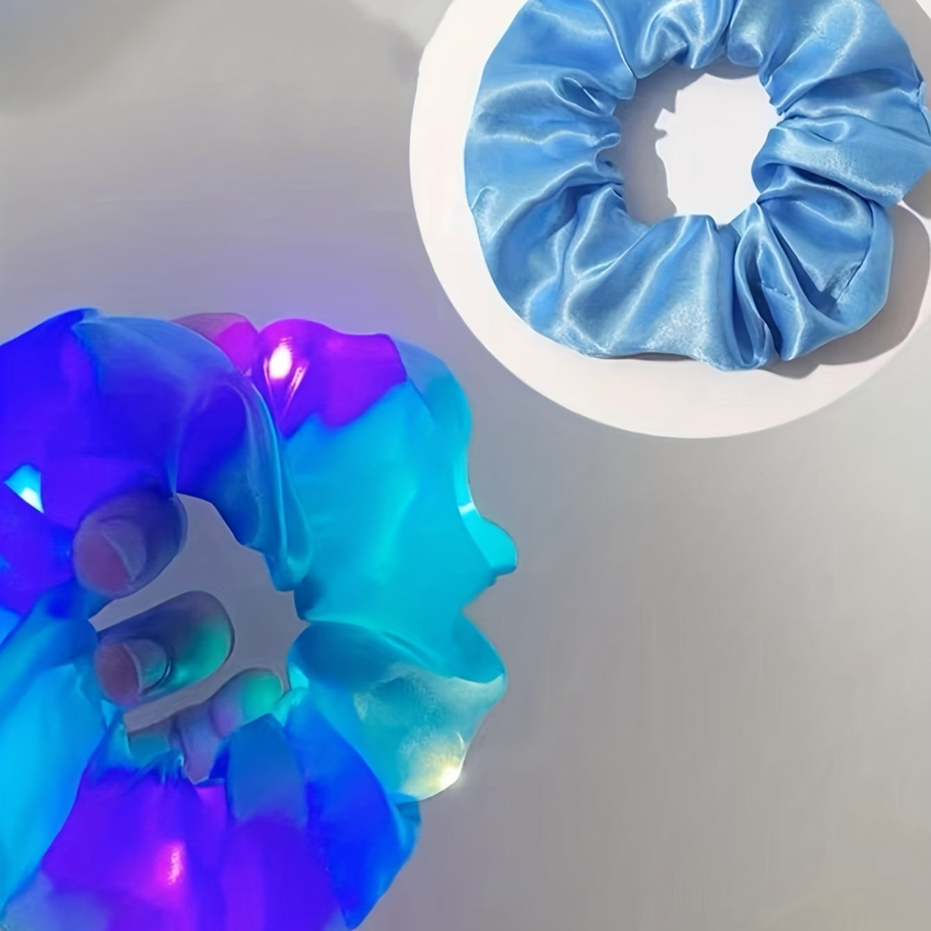 Set of 6 Neon LED Hair Scrunchies in Various Colors Light Up Hair Ties for Women at Parties and Festivals