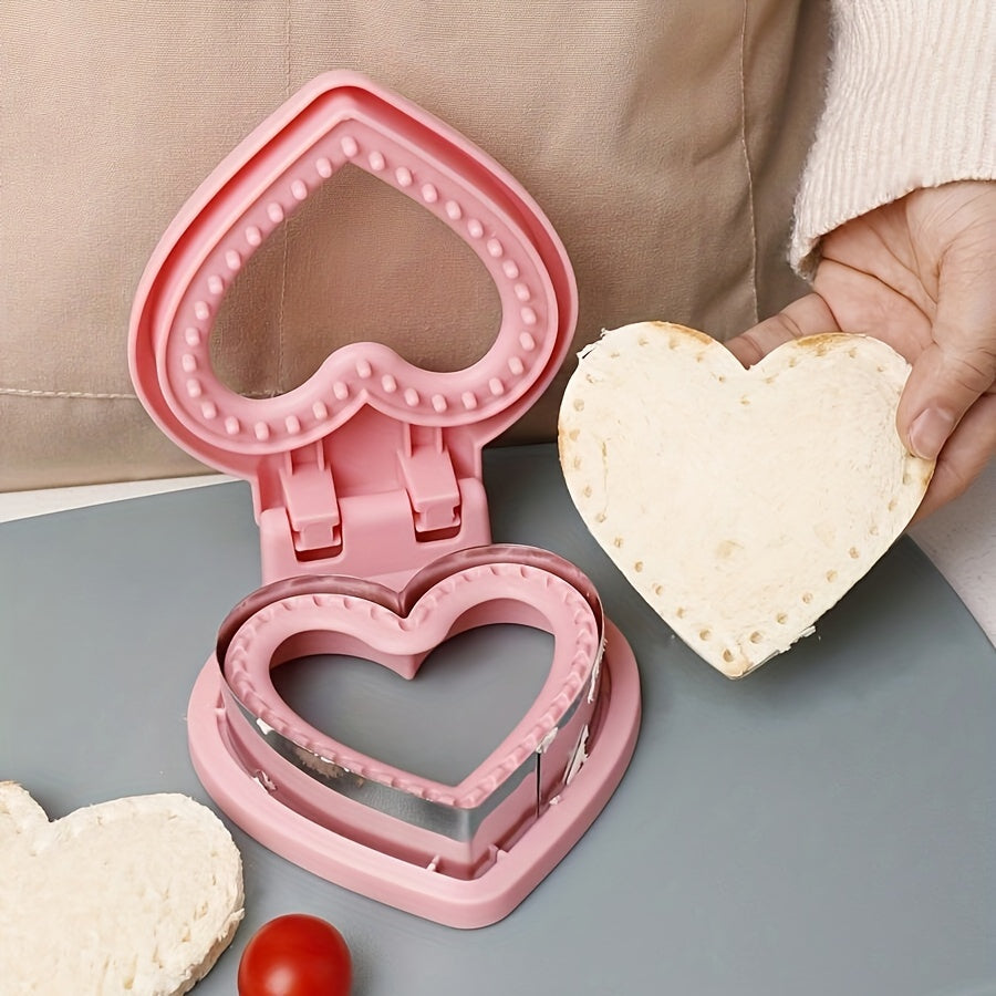 Stainless Steel Heart-Shaped Sandwich Cutter and Sealer Set for Lunch and Baking