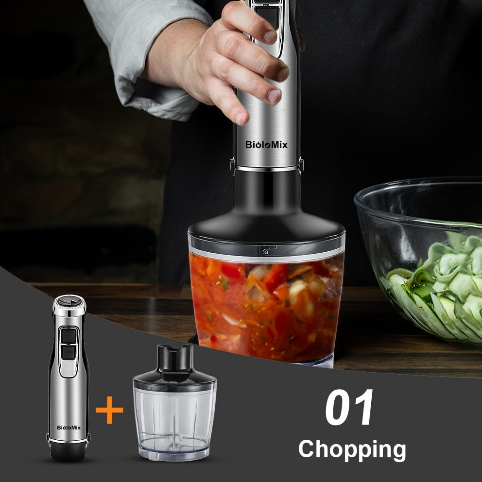 4-in-1 Hand Stick Blender Mixer 1200W Stainless Steel Ice Blades 220V European Standard Plug