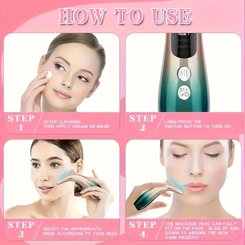 4-in-1 USB Rechargeable Facial and Neck Massager with 4 Modes Ergonomic Design