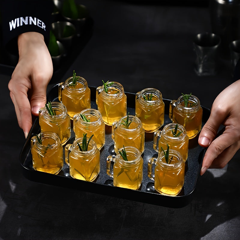 Set of 6 Clear Glass Mini Mason Jar Shot Glasses with Handles 40ml for Coffee Milk