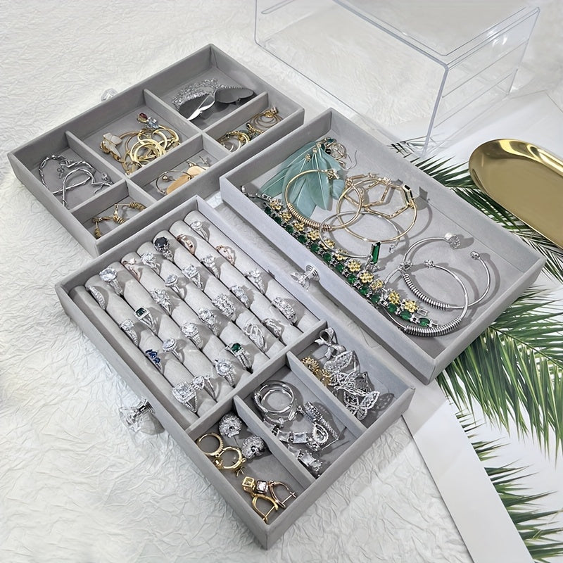 Jewelry Organizer with Three Layers for Earrings Necklaces and Rings Transparent Design
