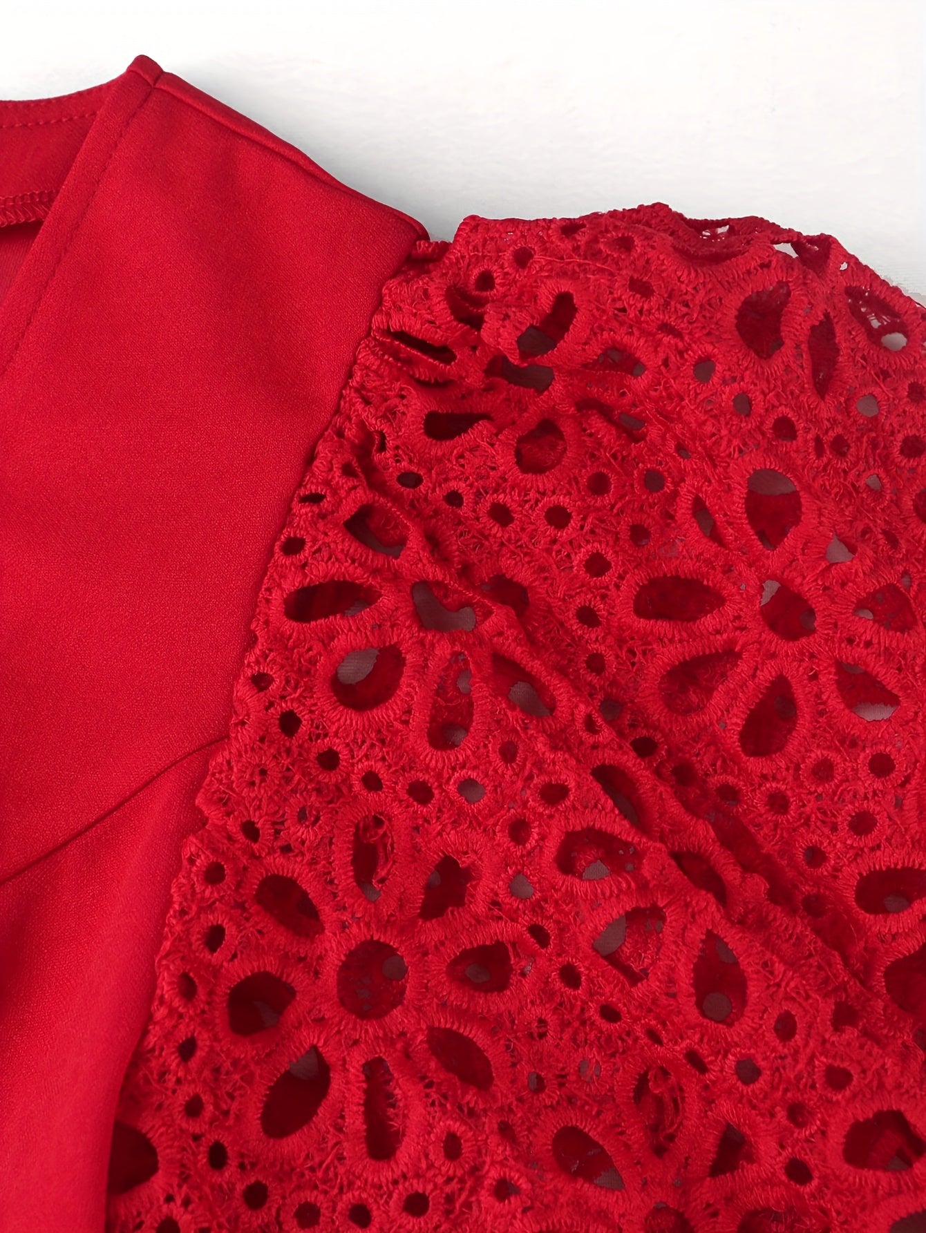 Vestido de noche para mujer talla grande con encaje en las mangas y abertura alta para fiesta