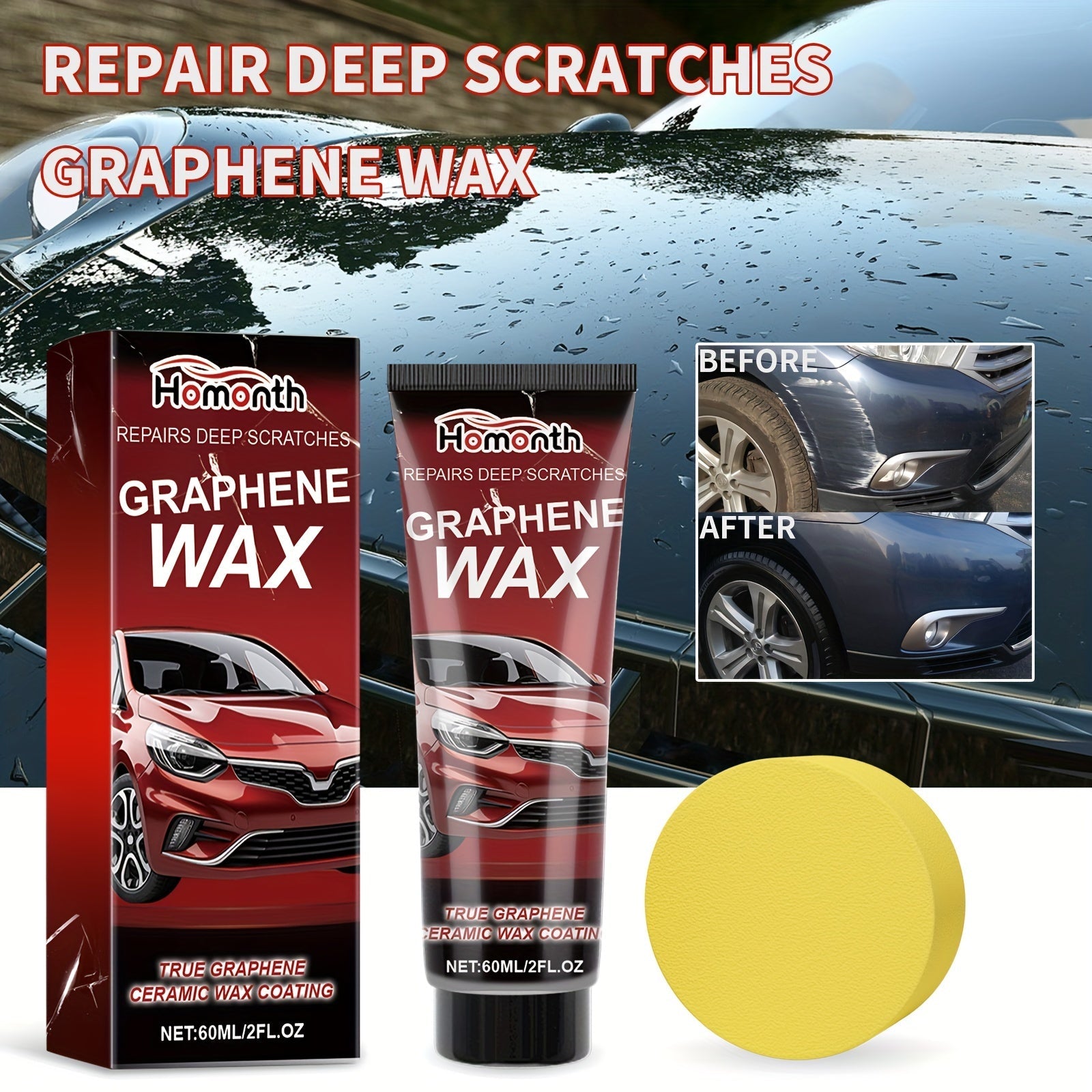 Graphene Car Scratch Repair Wax Metal Polishing Compound Citric Acid 70g