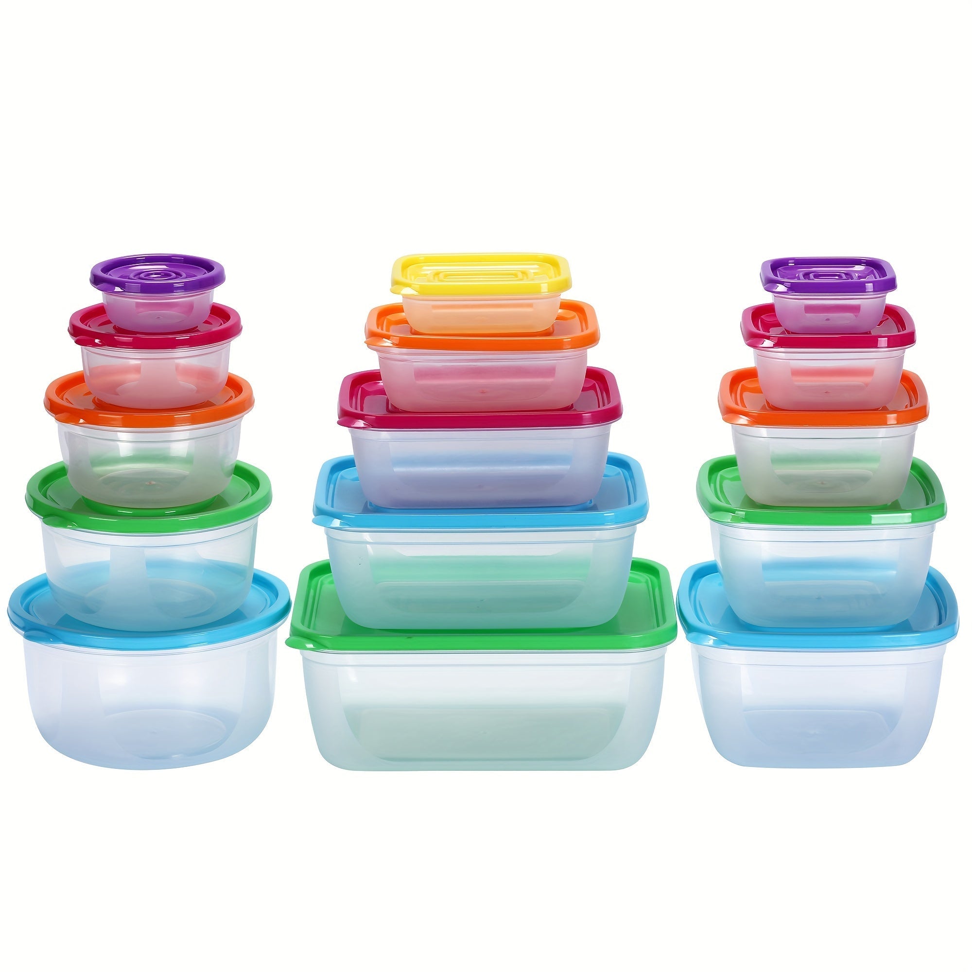 5 ta plastik oziq-ovqat saqlash konteynerlari to'plami, qopqog'lar bilan, mikroto'lqinli pechga mos, BPAsiz