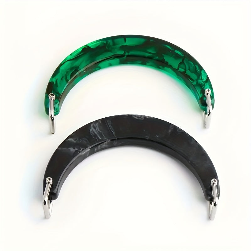 Black and Green Handbag Handle with Alloy Horseshoe Buckle for DIY Purse Accessories