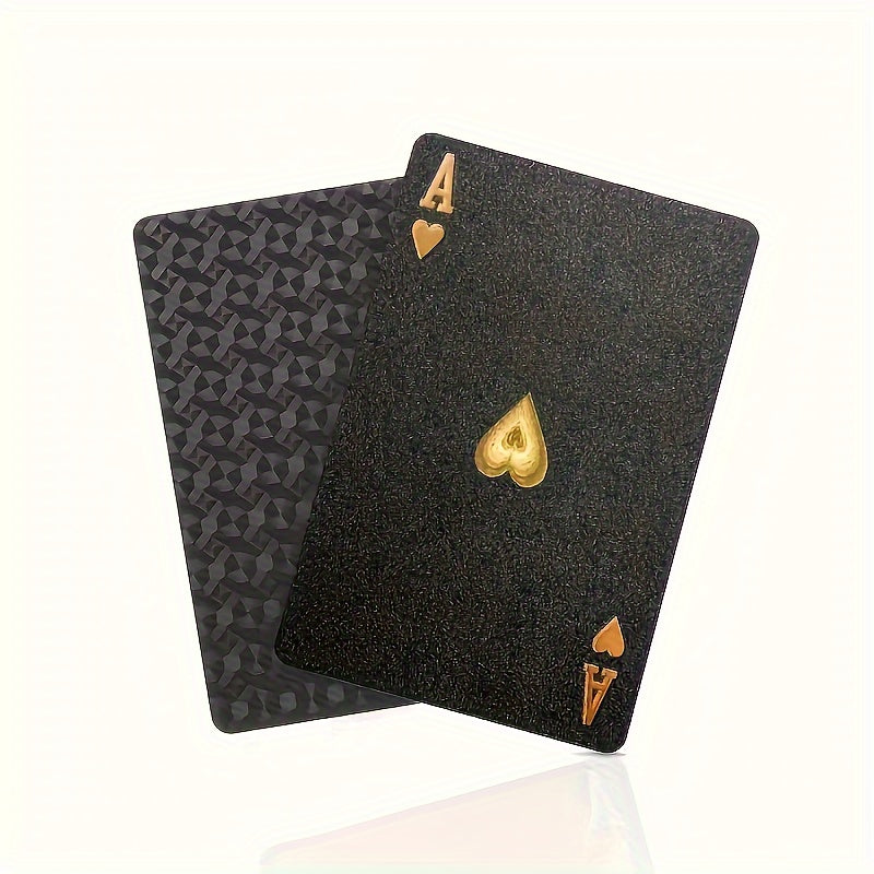 Waterproof Plastic Poker Deck for Tabletop Games Black and Gold Foil