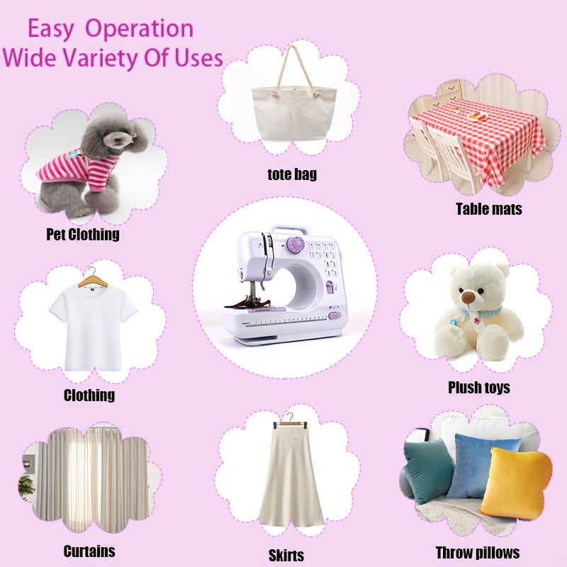 Mini Portable Electric Sewing Machine with 12 Built-in Modes for Beginners