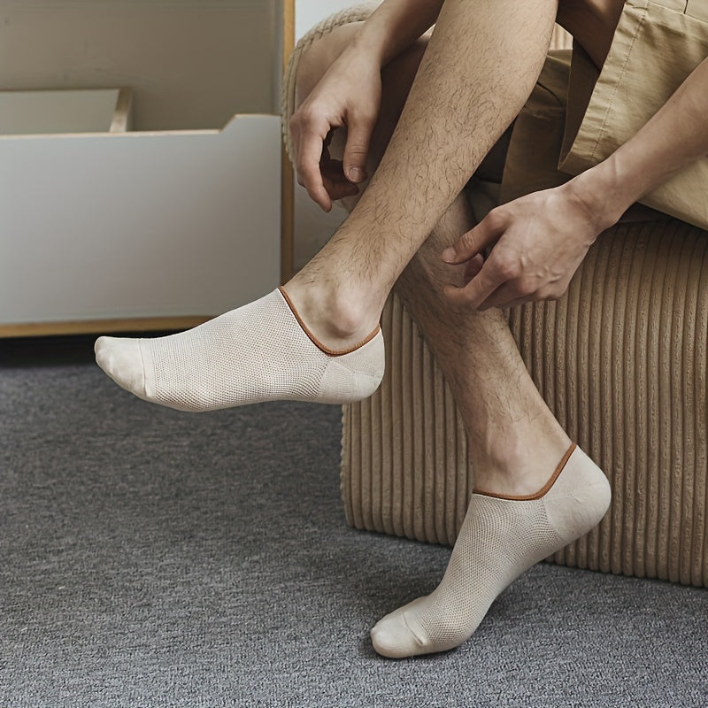 7 Pairs Men’s Mesh Silicone Non-Slip Boat Socks Spring Summer Color Matching