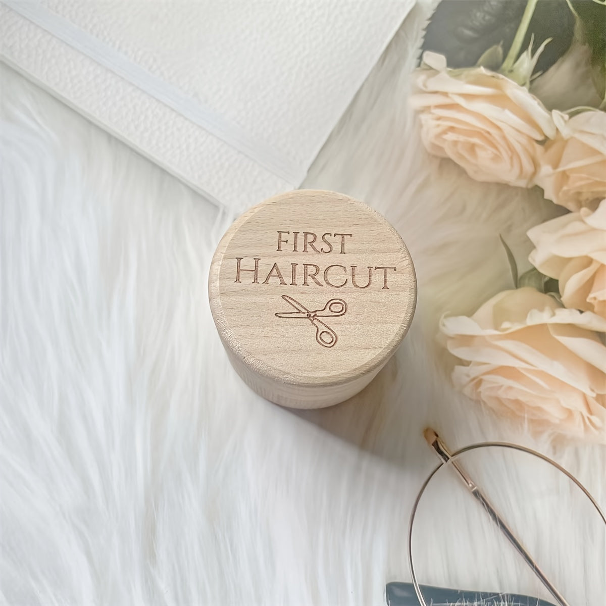 Baby Keepsake Storage Box for First Haircut and Baby Birthday Gift Solid Wood